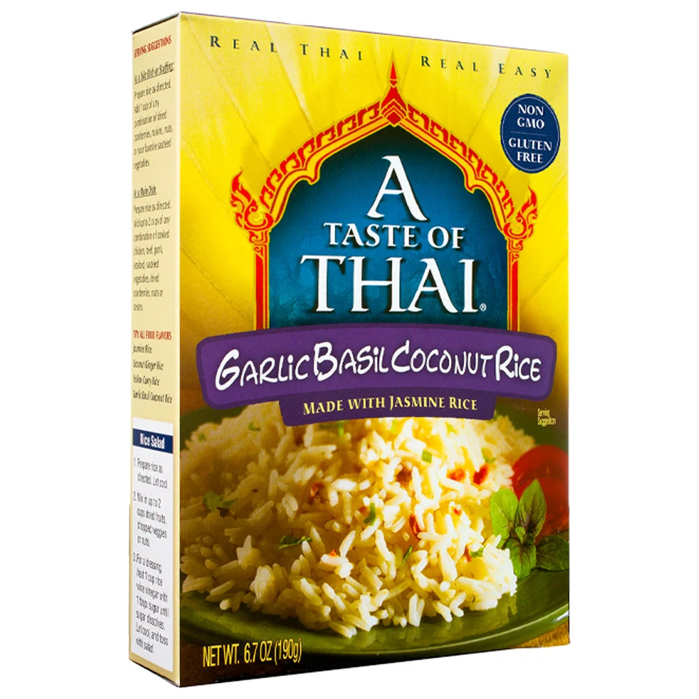 A Taste of Thai Garlic Basil Coconut Rice Jasmine Rice Mix — 6.7 oz (190 g), single box