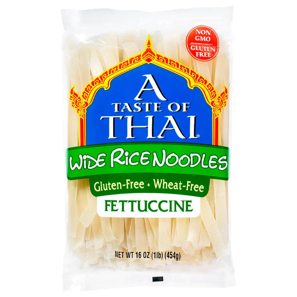 A Taste of Thai Wide Rice Noodles — 16 oz, single box